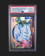 Topps 2025 SpongeBob Chrome DA-PT, Patrick & Squidward Dual VIP Autos PSA 10 picture