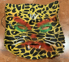 VINTAGE 1940S GAUZE WILDCAT CAT LEOPARD HALLOWEEN CHILD'S MASK EUC picture