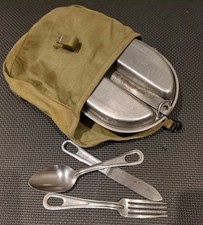 VTG WW2 US mess kit Utensils and Pouch Silco Lf&C Ea Co Various Dates OD3 picture