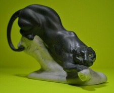 PORCELAIN Figurine PANTHER Black.RARE.UNIQUE.Simply perfect.Hand Painted@ picture