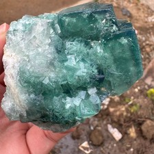 220G Natural cubic green fluorite crystal cluster rough mineral specimen Healing picture