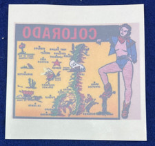 Original NOS Colorado Pin Up Cow Girl Travel Souvenir Vintage Decal Sticker picture