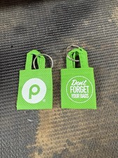 2x Publix Shopping Bag Tote Keychain Key Ring Supermarket Logo Green Mini NEW picture