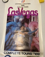 Vintage 1970s United Airline LAS VEGAS Travel Poster 25x40 Duncan Tours Showgirl picture
