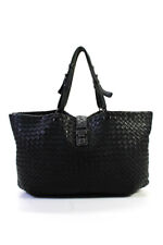 Bottega Veneta Womens Garda Intrecciato Shoulder Leather Tote Handbag Black picture