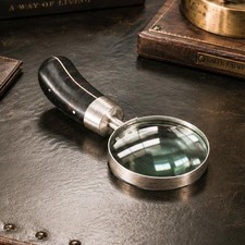 Rare Vintage Ralph Lauren Home Sterling Silver Wood Magnifying Glass Luxury Desk picture