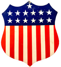 1910s 13 Star American Flag Shield Patriotic Die Cut Cardboard Americana USA picture