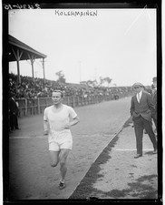Photo:Hannes Kolehmainen 1910s Finnish Runner Track Race Crowded Stadium picture