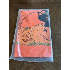 Vintage CA Reed Halloween Table Cover Paper Black Cat Pumpkin 50.5x96 New NOS picture