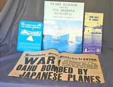 Vintage Pearl Harbor Souvenir Lot 1970s USS Arizona Flooring Piece Newspaper picture