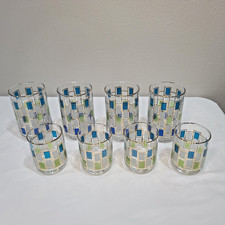 8 VTG. MCM Libby Nordic Glasses Blue Green White 4.5