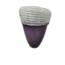 Large Vintage Studio Art Glass Vase Amethyst Purple Cased Sculptural Swirl  picture