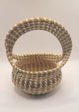 Charleston Natural Sweetgrass Handwoven Double Handle Market Gullah Basket picture