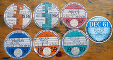 Museum Rare 7-Year Consecutive Run Vtg UK Tax Discs 1955-1961 Rover Car JFV 212 picture