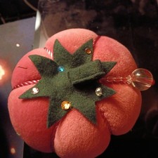 Large Pink Velvet 5 Inch Dritz Sewing Quilting Tomato Pin Cushion picture