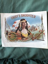 Rare Vintage Cigar box label Salesman’s Sample “ Chief’s Daughter”, Embossed 👀 picture