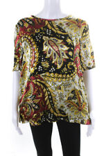 Etro Womens Keyhole Floral Paisley Printed Blouse Yellow Red Size IT 46 picture