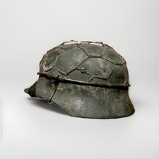WWII German M35 Helmet Original ET68 Shell w/ Restored Liner & Wire picture