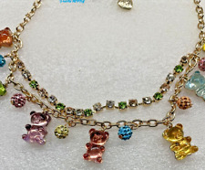 Betsy Johnson Teddy Bears and Crystals Colorful Necklace Costume Jewelry Box New picture