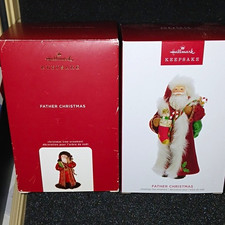Lot Of 2 Hallmark Keepsake Father Christmas Santa Hanging Ornaments 2020 2023 picture