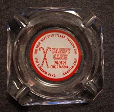 Vintage 1960s Candy Cane Motel Glass Ashtray Disneyland Anaheim California picture