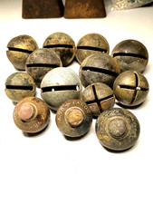 Vtg Antique 13 Pc Brass Sleigh Harness Bells Lot Oct 1876 May 1878 Patent Dates picture
