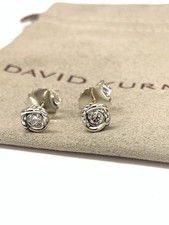 David Yurman Crossover Infinity Stud Earrings in Sterling Silver with Diamonds picture