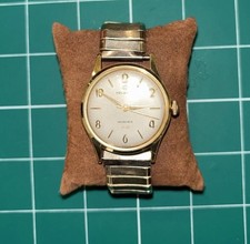 Vintage Helbros Invincible Men’s Mechanical Manual Wind Watch Gold Tone Band picture