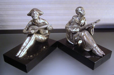 Vtg French Art Deco Style Pierrot Bookends picture