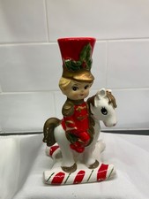 Vintage Boy Soldier on Hobby Horse Red Suit with Gold trim Candle Holder picture