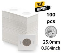 100 PCS Coin Flips for Quarter 25mm/0.98 Inch Cardboard Holders 2x2 inch Pockets picture