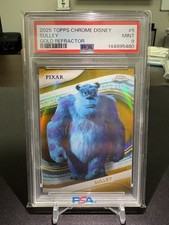 2025 Topps Chrome Disney Sulley True Gold Refractor /50 Monsters Inc PSA 9 picture