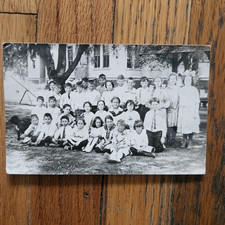 Antique 1916 Historic Glendora Ca. Grammar School Class Room RPPC Photo w/ Dog picture
