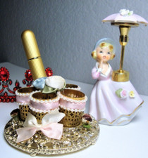 Vintage DeVibliss Lady Perfume Bottle - S.Fink Lipstick Holder - Purse Atomizer picture