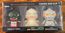 NEW~CRUNCHYROLL STORE EXCLUSIVE~ GODZILLA FIGURAL BAG CLIPS~SET OF 3~GLOW-DARK picture