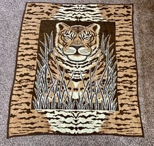 Vintage Chatham North Star Tiger Jungle Safari REVERSIBLE Blanket 62”x75” HTF picture