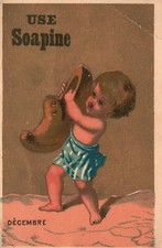 1880s-90s Soapine Washes Everything Kendall Mfg. Co Boy With Shoe Trade Card picture
