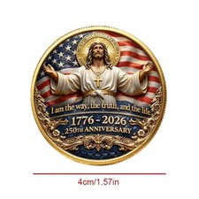 Jesus Christ 250th Anniversary 3D Collector Coin 1776-2026 - 