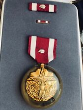 MERITORIOUS SERVICE MEDAL-SILVER OAK LEAF-MEDAL-RIBBON BAR-LAPEL PIN-CASED-2 picture