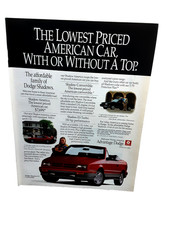Vintage 1991 Dodge Shadow ES Turbo Ad Original Magazine Page Convertible Coupe picture