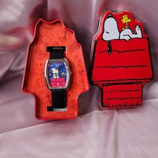 Rare Vintage Snoopy Watch in Original Doghouse Tin. New with Protective Cover picture