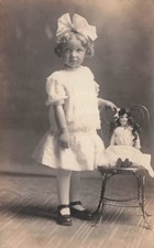 RPPC Victorian Child Antique Bisque Composition Doll Photo Postcard 45A picture
