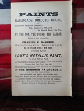 ~1884 Print Ad LOWE'S METALLIC PAINT Great Railroad Paint Charles McBride NYC picture