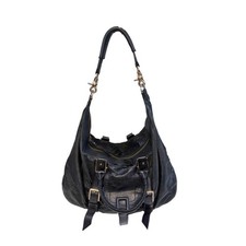 BOTKIER Black Leather Moto Large Hobo Shoulder Bag picture