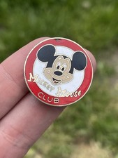 VTG Walt Disney Productions Mickey Mouse Club Enamel & Gold Tone Button-Pin Back picture