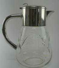 Vintage Big and Heavy 4-1/2 Lbs. Cut Crystal Pitcher With Silver Plated Top picture