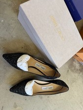 Jimmy Choo Romy 60 Black Glitter Pointed Toe Pumps Womens EU 38 picture