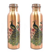 2 X Pure Copper Water Bottle For Ayurveda Health Benefits Leak Proof 100% picture