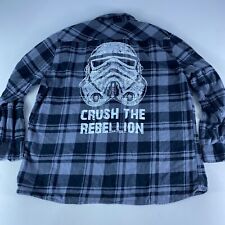 STAR WARS Disney Stormtrooper Plaid Flannel Shirt Mens XXL Crush the Rebellion picture