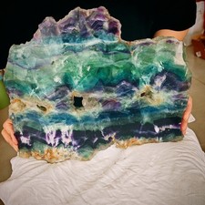 9.57 LB Natural Rainbow Fluorite Slab Reiki Healing Mineral Home Display Decor picture